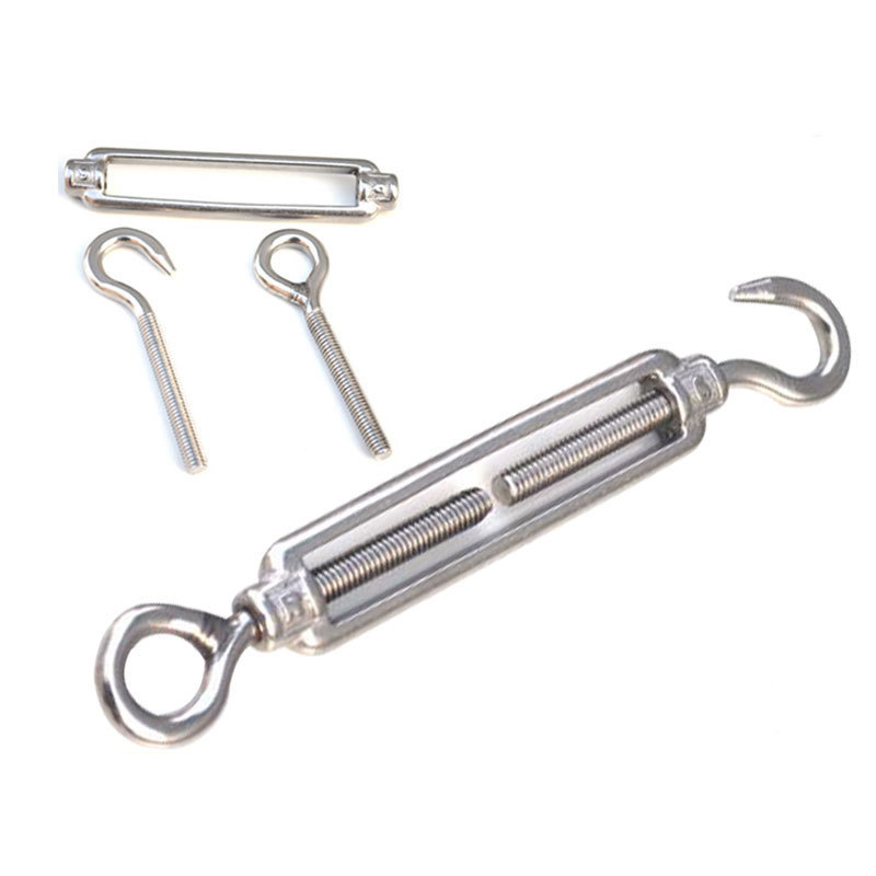 Factory Sales Stainless Steel Standard wire rope turnbuckle Tensioner  Turnbuckle with Eye Hook