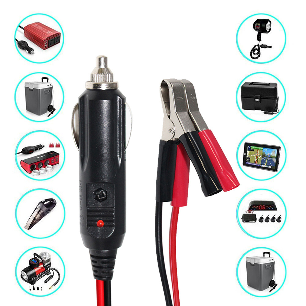 Auto Cigarette Crocodile Cable 12V Power Cord Car Male Socket With Lighter Plug Croc Clip