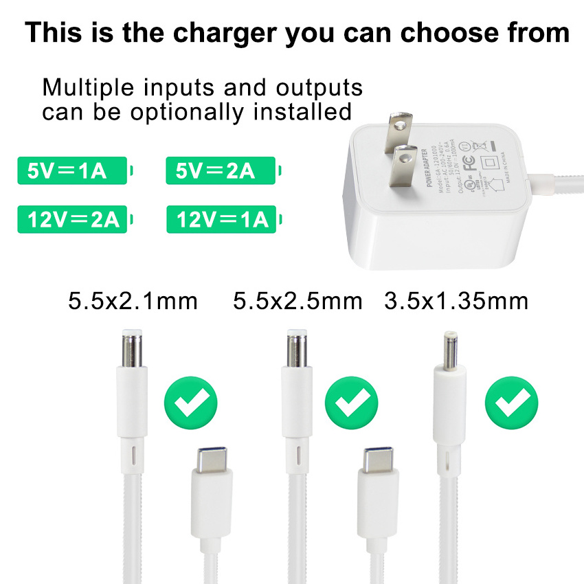 Usb-C Plug 2 Pin USA Type C Port Usb C Wall Adapter Supply Power Adapter Charger