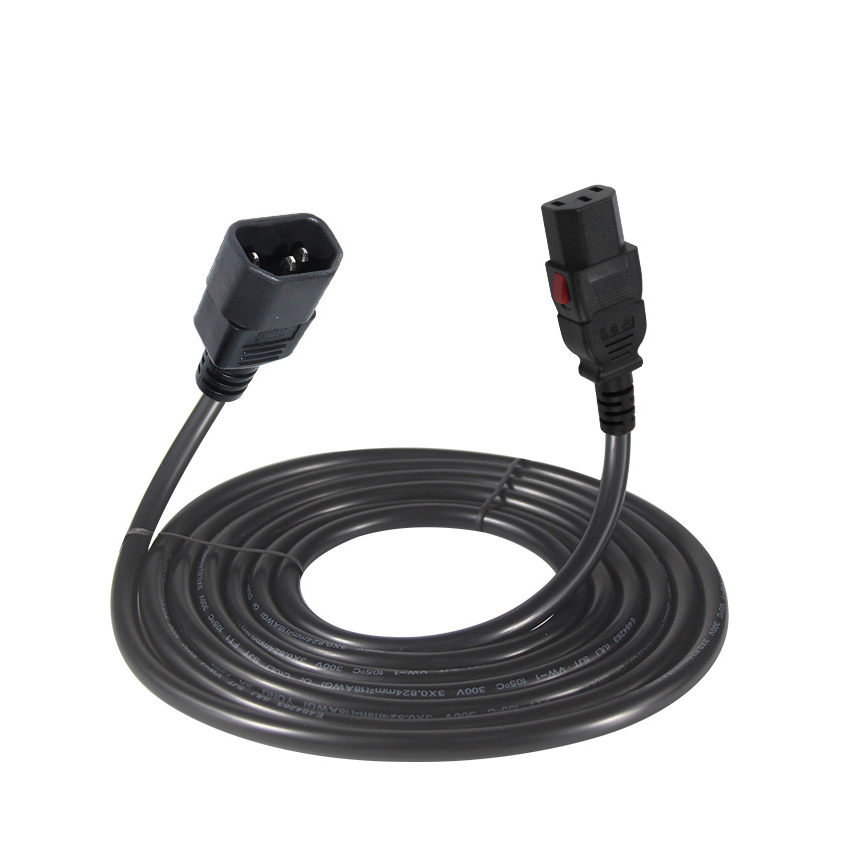 Iec 320 3 Pin Male Female Main Moulded Outdoor Pc Pdu 250V Corde Power Cord C13 Lock To C14