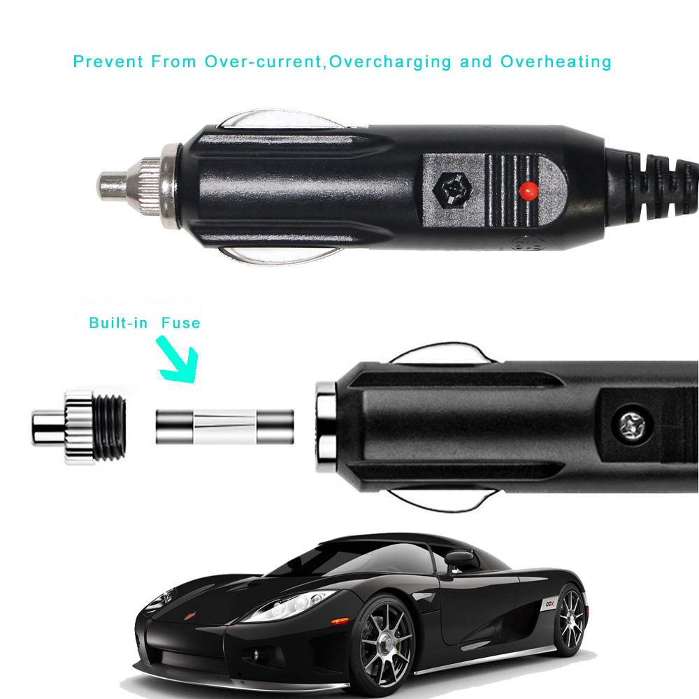 Auto Cigarette Crocodile Cable 12V Power Cord Car Male Socket With Lighter Plug Croc Clip