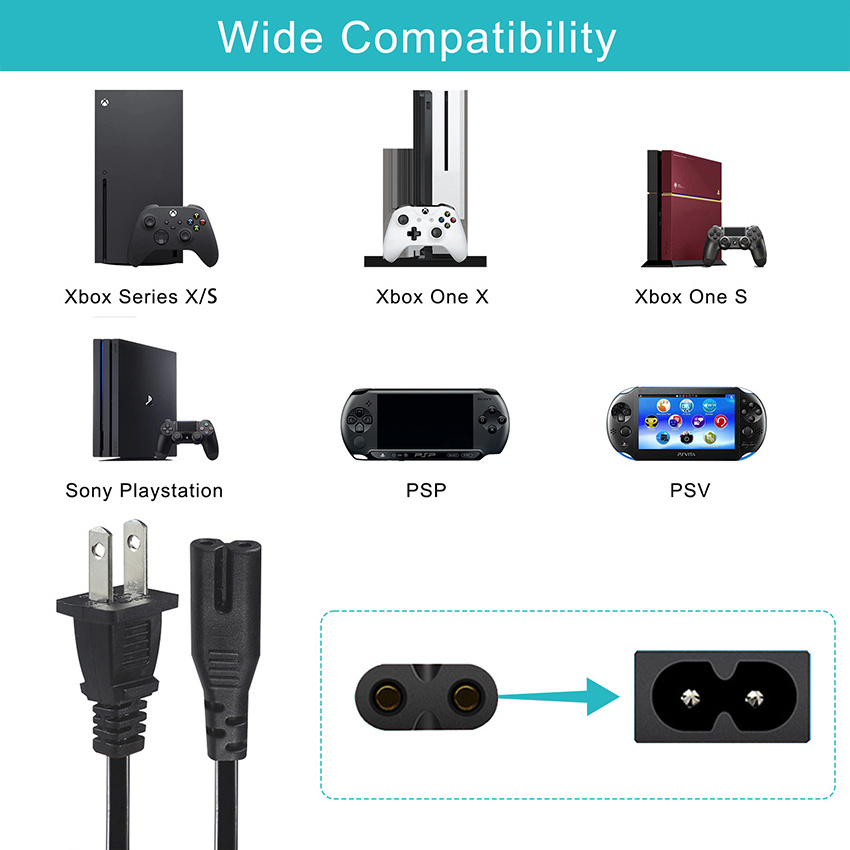 Szkuncan 250V 10A Nema 1-15P Iec320 Usa Supplier Printer Argentina Plug To Iec Angle Ac Power Cord 2 C7 Female Connector