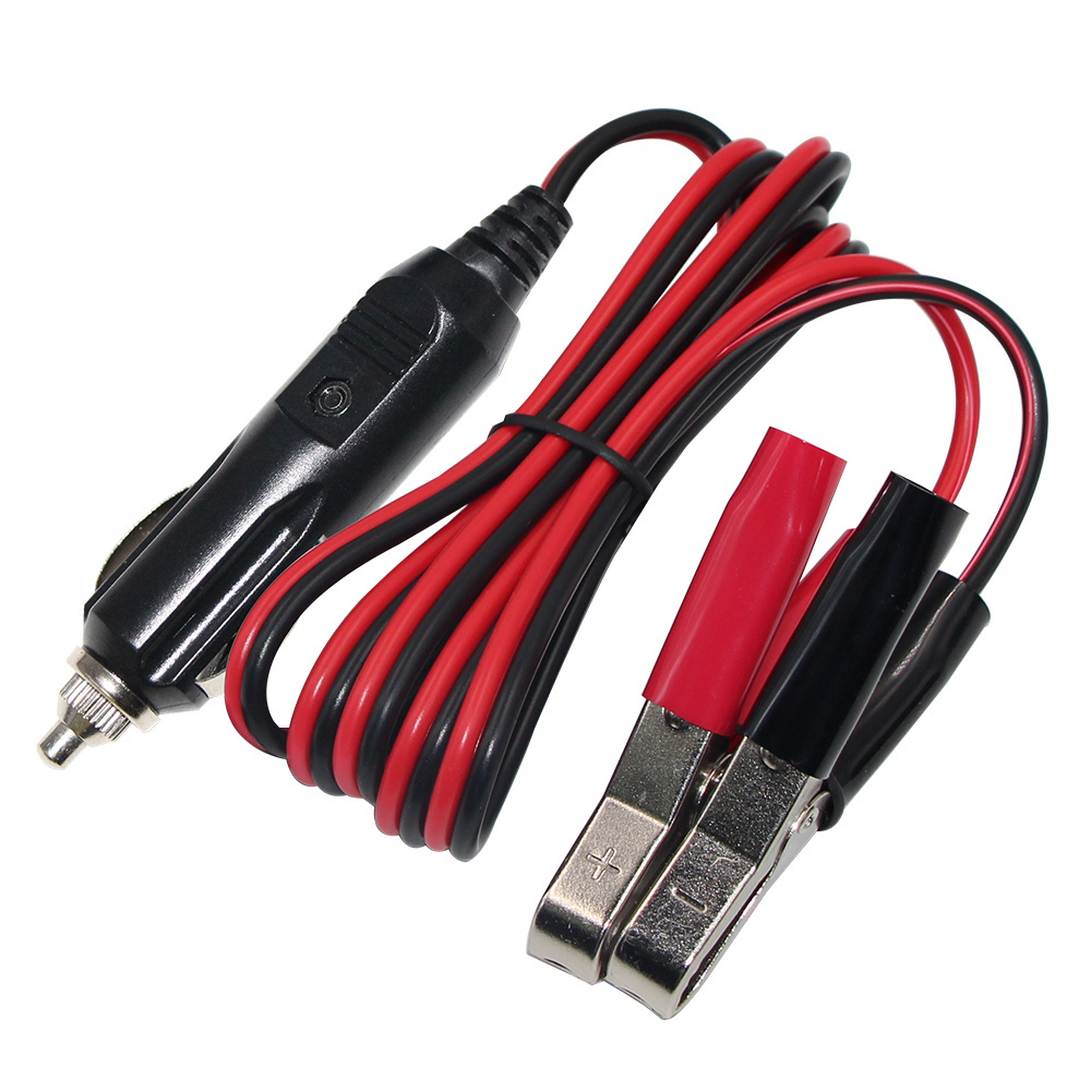 12V Car Cigar lighter Socket Cable to Insulated Alligator Clips for Solar Car Battery Charger