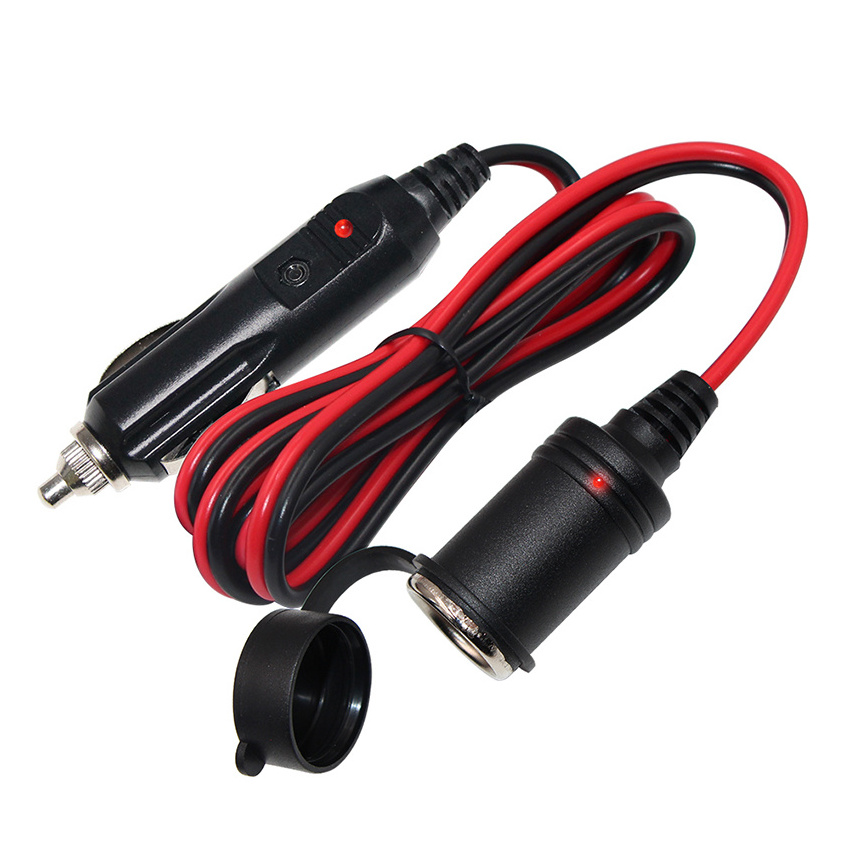 Motorcycle Booster Led Cigarette Power/Battery Cable With Crimp Lug Assembly 12 Volt Male To Female Cigarette Lighter Plug