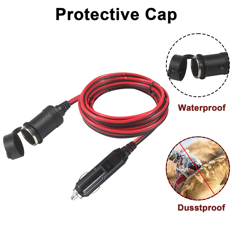 Female Cigar Socket With Cover To 12v Car Cigarette Lighter Plug Cable