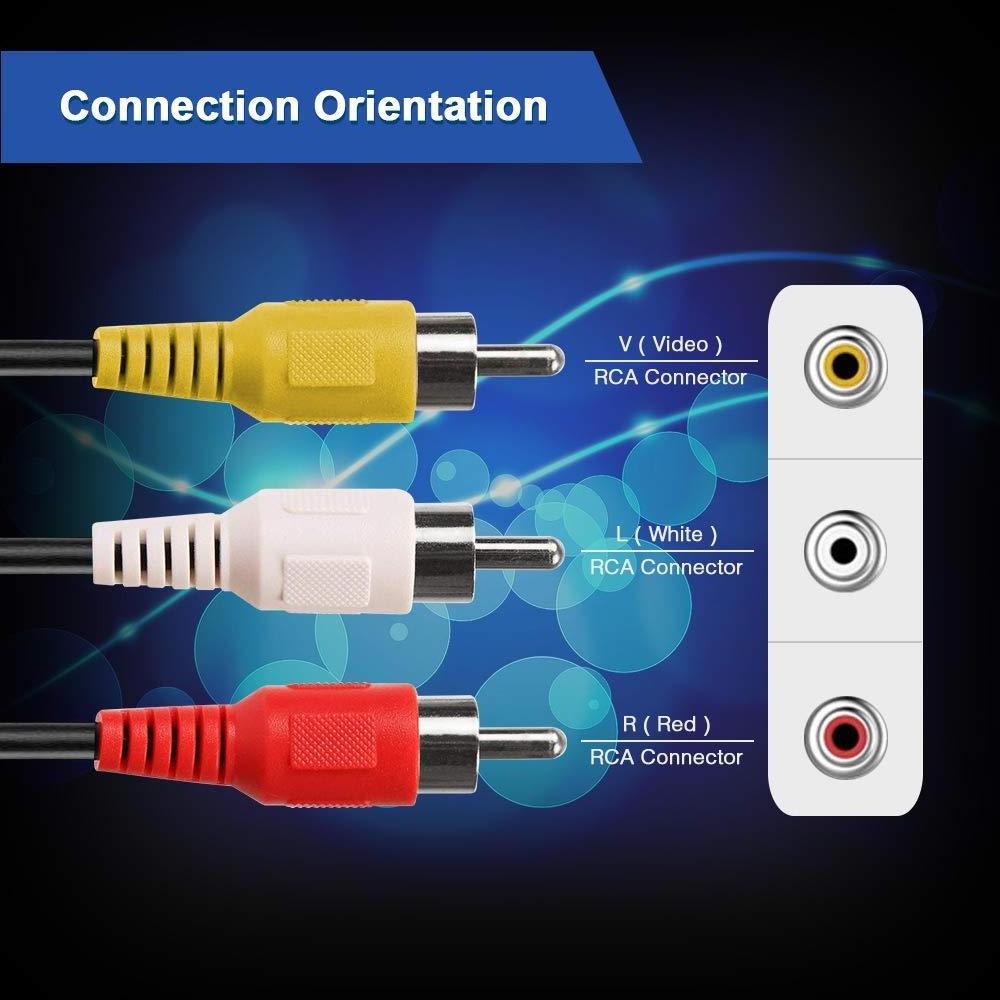 Male to male DC to 3 RCA 3 in 1 power audio video cord cable