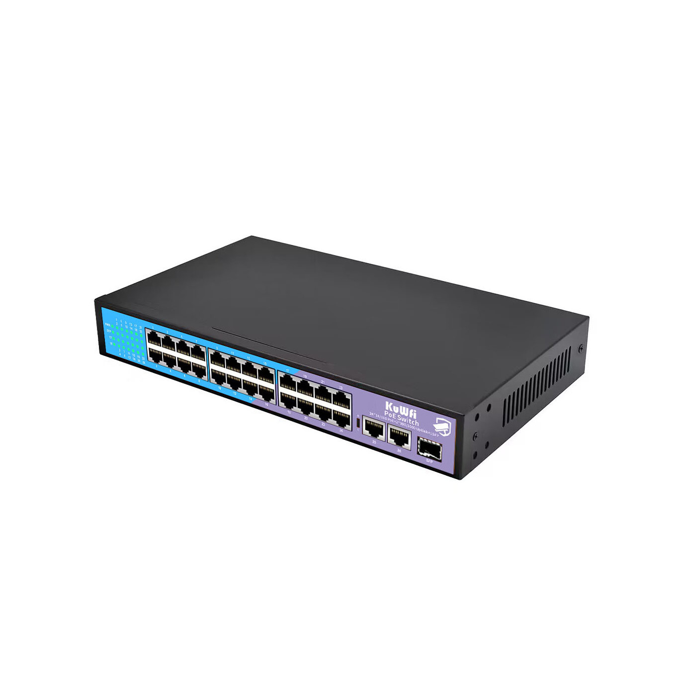 OEM ODM KuWFi switch poe 24 port 10.8Gps gigabit managed 100Mbps outdoor 24 port poe switch for home