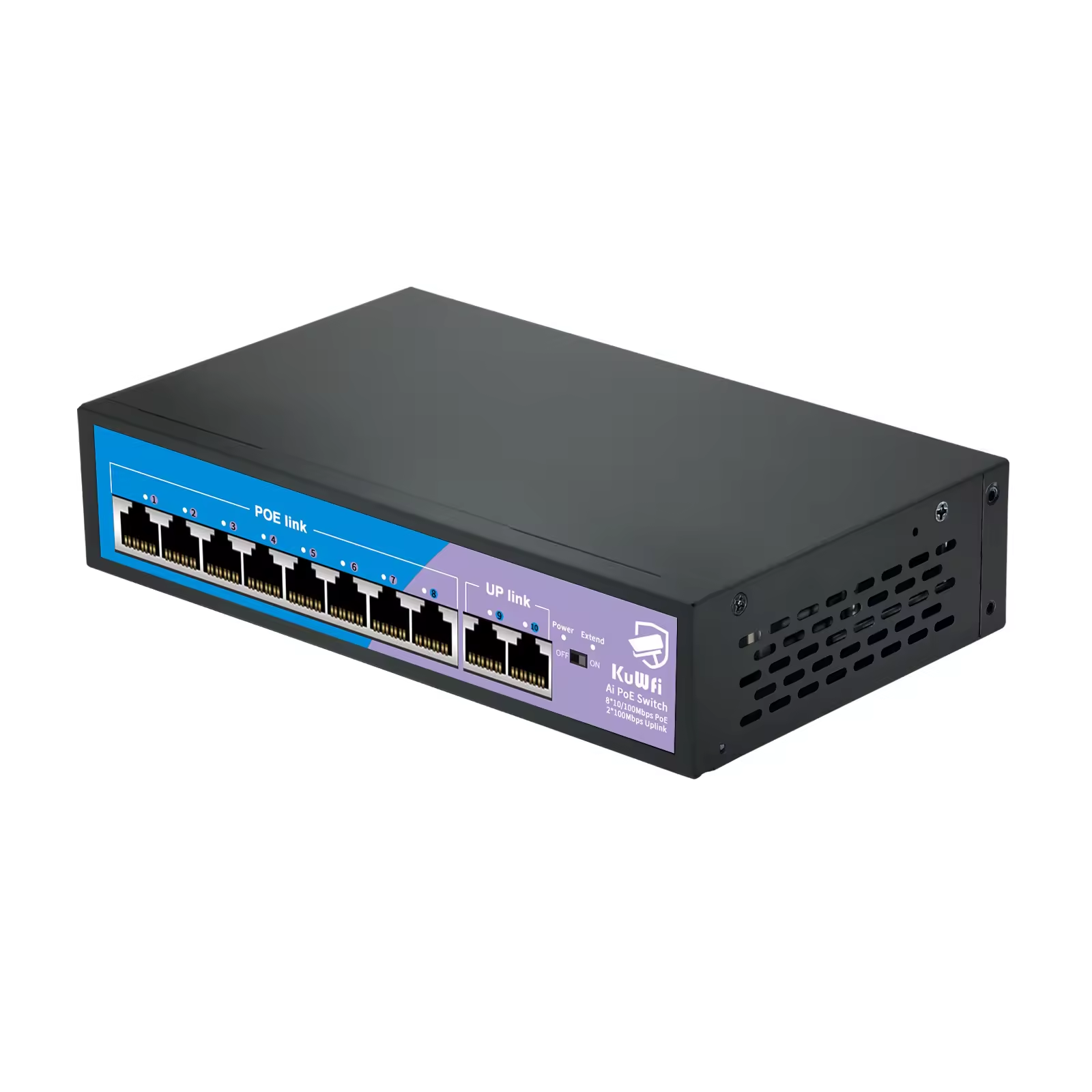 Shenzhen KuWFi 2.6Gbps switch 24v poe switches 250m wifi distance ai 6port poe uplink outdoor 8 port poe switch