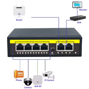 KuWFi 52DC input power cat 5 cable high speed uplink camera 4port 100Mbps poe switches for monitor system