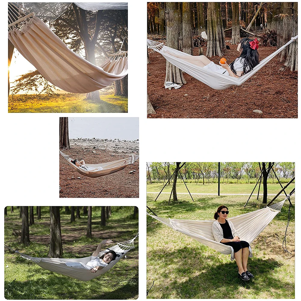 High quality Classic Camping Indoor Outdoor Hammock Swing White Cotton Canvas Hammock