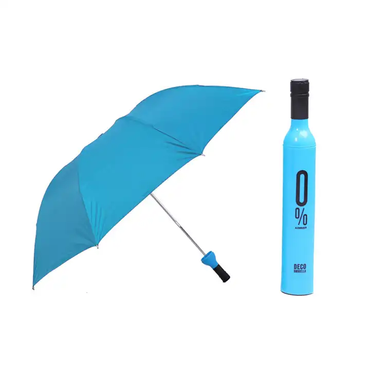 Custom LOGO Promotional Gift Beer Shape Umbrella Bottle Umbrella 3 Folding Compact Sunny Umbrella Minimalist Polyester Giveaways