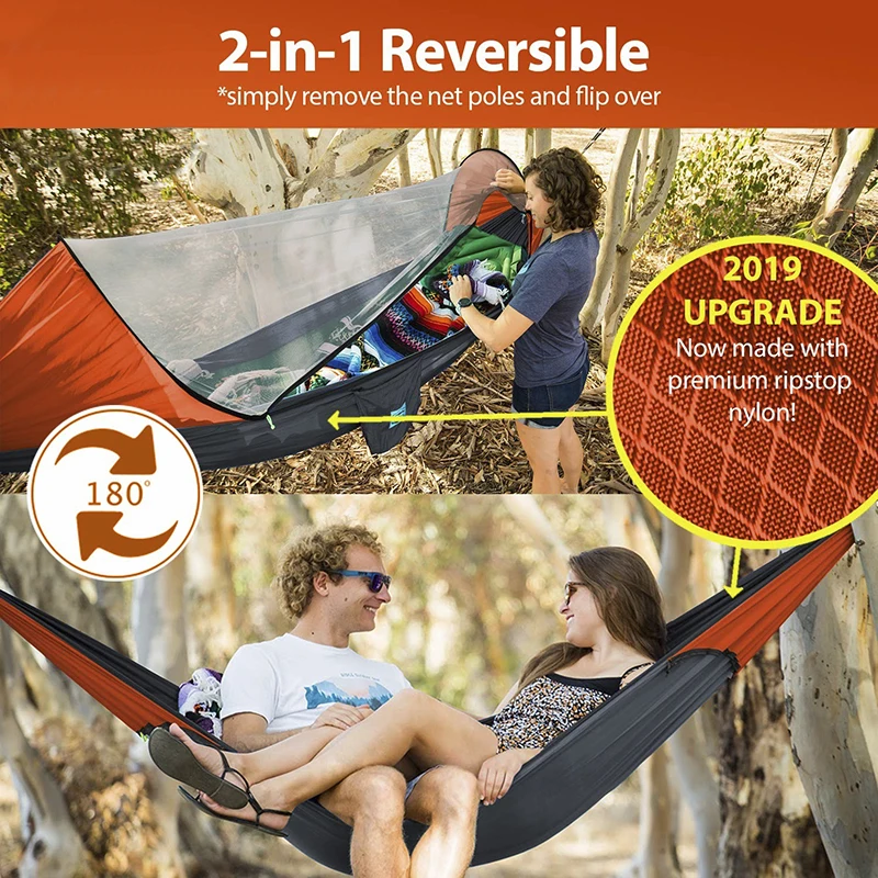 Pop-up Lightweight Folding Durable Camping Nylon Hammock with Mosquito Net for Outside Hammock with Bug Ne