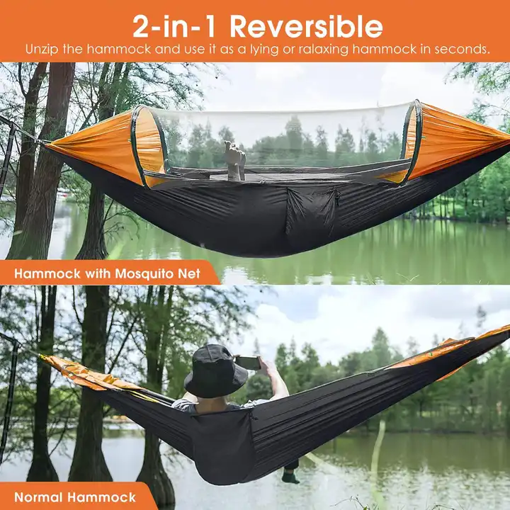 Pop-up Lightweight Folding Durable Camping Nylon Hammock with Mosquito Net for Outside Hammock with Bug Ne