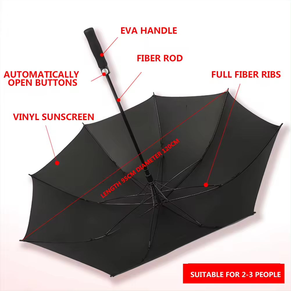 Stylish 16k manual open fashion windproof custom branded logo printing cheap outdoor golf umbrella.