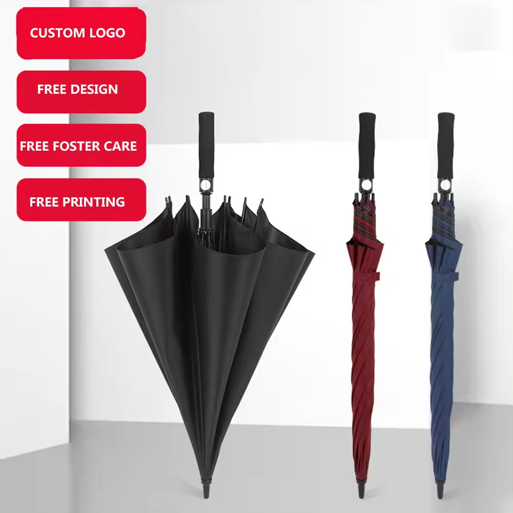 Stylish 16k manual open fashion windproof custom branded logo printing cheap outdoor golf umbrella.