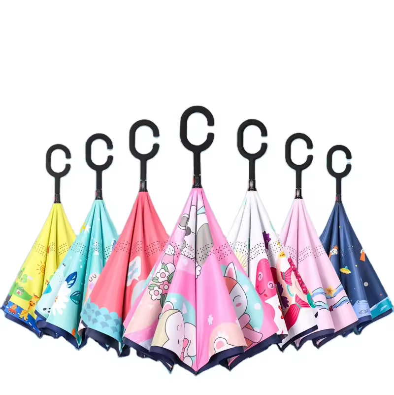 Vivid Color Cute Animal Printing Custom Inverted Reverse Umbrella Sun Rain Umbrella For Children