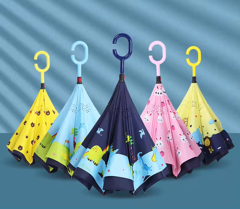 Vivid Color Cute Animal Printing Custom Inverted Reverse Umbrella Sun Rain Umbrella For Children