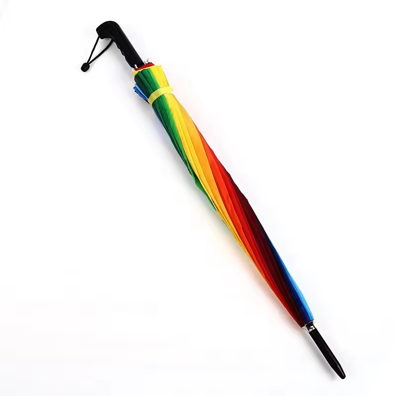 Custom Glass Fiber Umbrella Pongee Wind Resistant Car 16k Rib Long Handle Straight Golf Semi-Automatic Umbrella