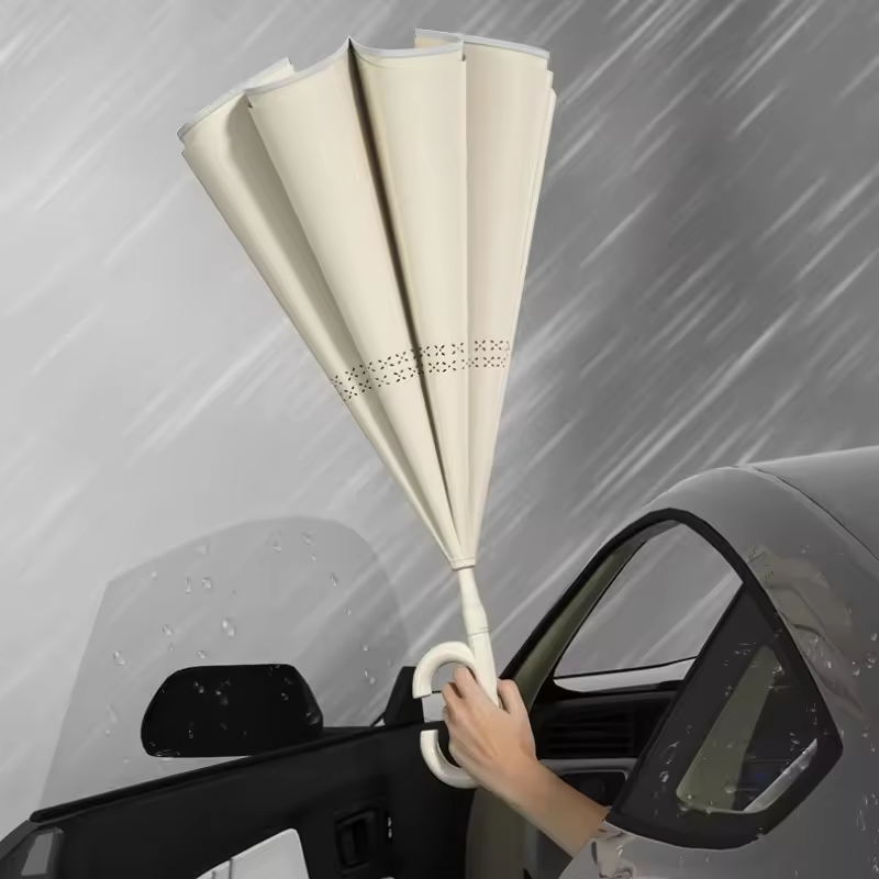 Eight-ribs Fully Automatic Double-decker Car Straight Bar Reverse Smart Umbrella With Logo