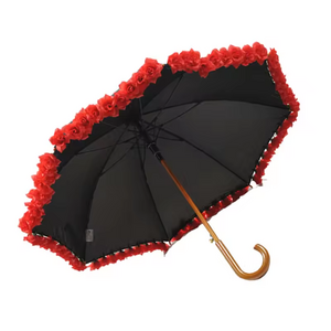 Black color party decoration umbrella with red flower