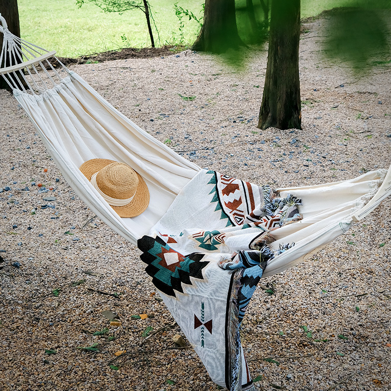 High quality Classic Camping Indoor Outdoor Hammock Swing White Cotton Canvas Hammock