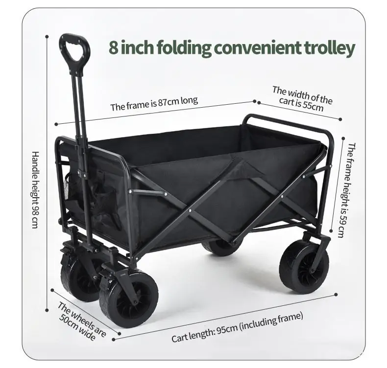 Large Capacity Utility Collapsible Wagon Multifunctional Portable Garden Outdoor Folding Camping Foldable Trolley