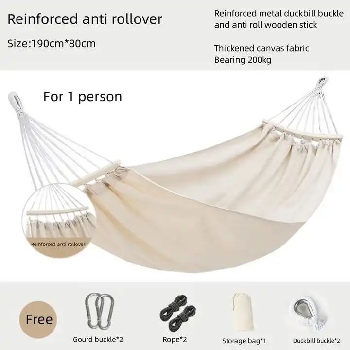 High quality Classic Camping Indoor Outdoor Hammock Swing White Cotton Canvas Hammock