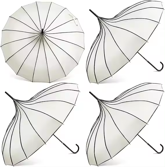 Retro Pagoda Parasol Umbrella Sun Umbrella UV Protection Umbrella with Hook Handle