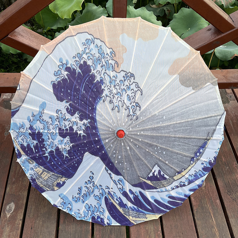 Restaurant Decor Japanese Oil Paper Umbrella, Japanese Material Hotel Ceiling, Classical Decorative Umbrella Cherry Parasol 82CM