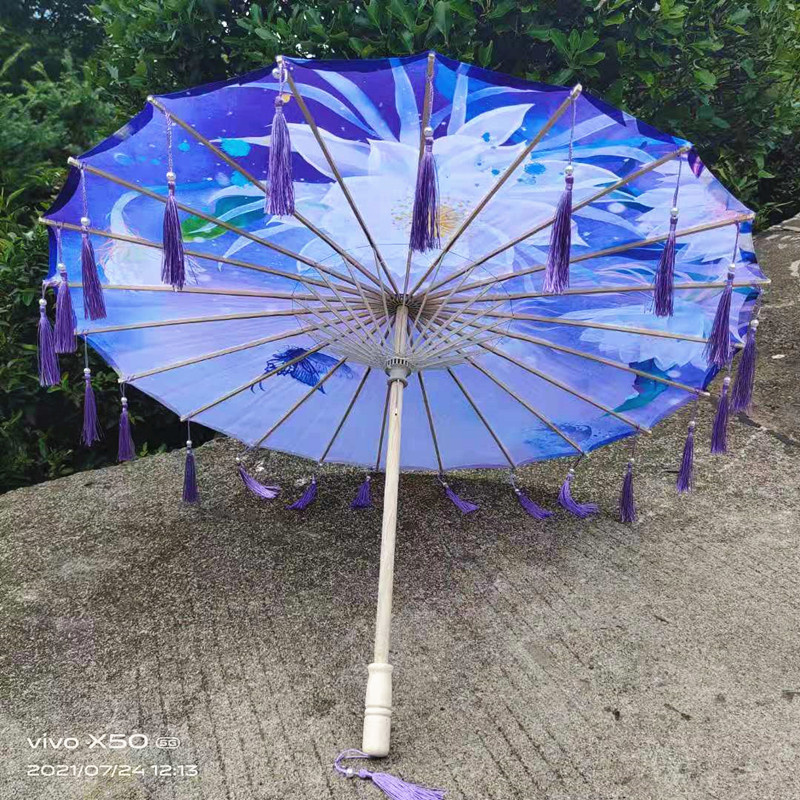 82CM Oil Paper Umbrella Ceiling Decorative Umbrella Women's Dance Hanfu Chinese Style Silk Umbrella Ombrelle Japonaise Tassels