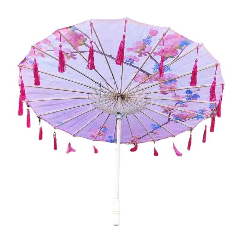 82CM Oil Paper Umbrella Ceiling Decorative Umbrella Women's Dance Hanfu Chinese Style Silk Umbrella Ombrelle Japonaise Tassels