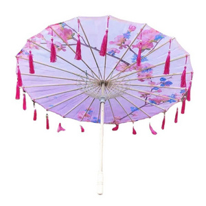 82CM Oil Paper Umbrella Ceiling Decorative Umbrella Women's Dance Hanfu Chinese Style Silk Umbrella Ombrelle Japonaise Tassels