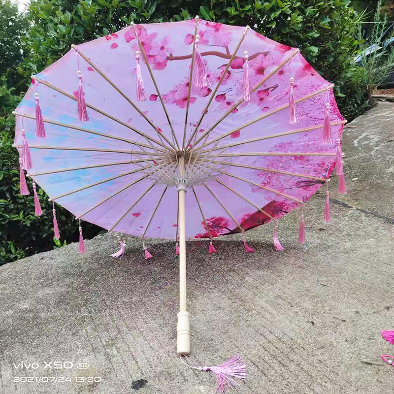 82CM Oil Paper Umbrella Ceiling Decorative Umbrella Women's Dance Hanfu Chinese Style Silk Umbrella Ombrelle Japonaise Tassels