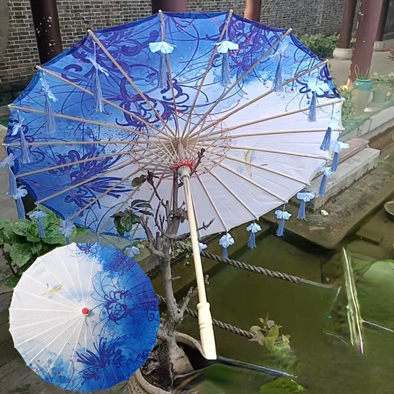 Petal tassel waterproof beach umbrella for sun craft silk cloth umbrella dance photography props fairy floating parasol gift