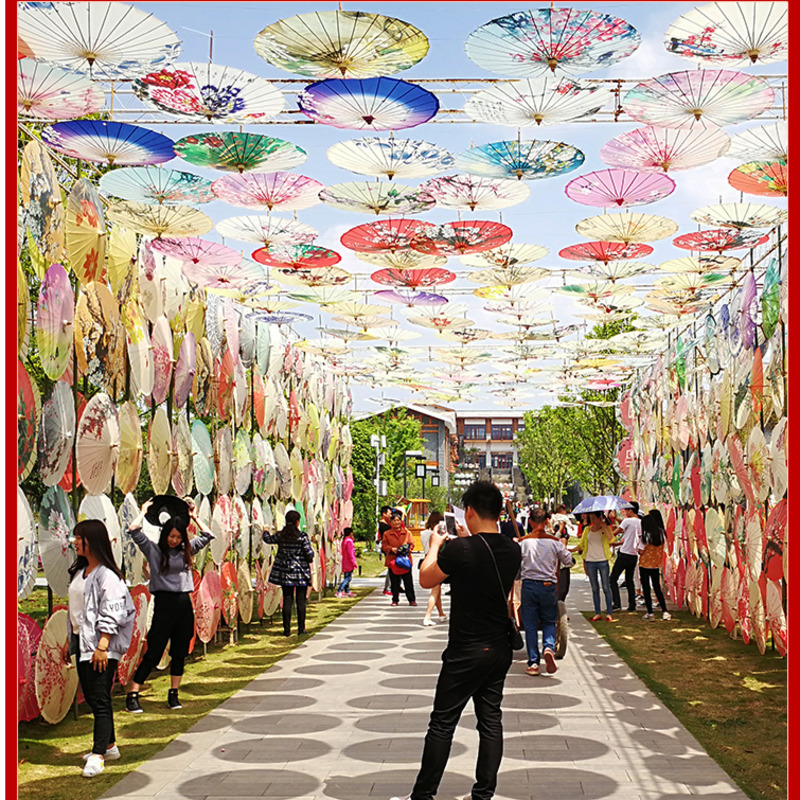 Big Oil Paper Umbrella Ancient Style Rainproof Sunshade Large Outdoor patio umbrellas for the Garden Outdoor Umbrella