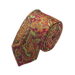 Custom logo Embroidered Paisley Tie Mens Jacquard Woven Silk Neck Ties