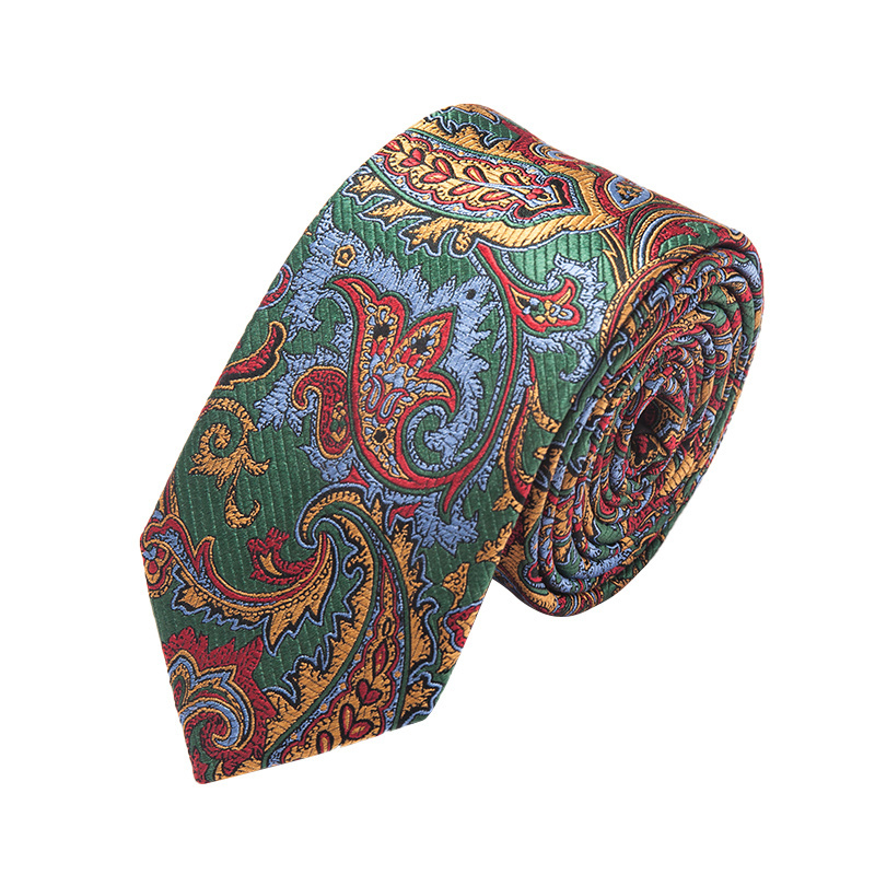 Custom logo Embroidered Paisley Tie Mens Jacquard Woven Silk Neck Ties