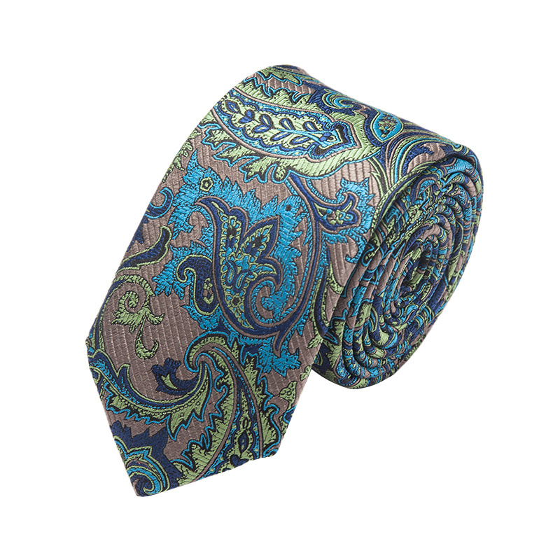 Custom logo Embroidered Paisley Tie Mens Jacquard Woven Silk Neck Ties