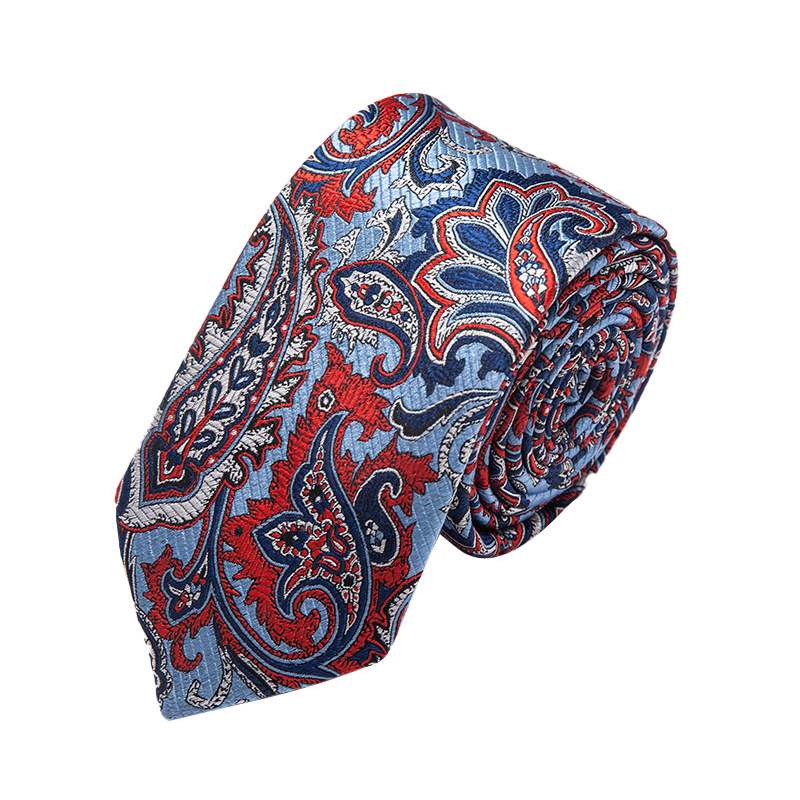 Custom logo Embroidered Paisley Tie Mens Jacquard Woven Silk Neck Ties