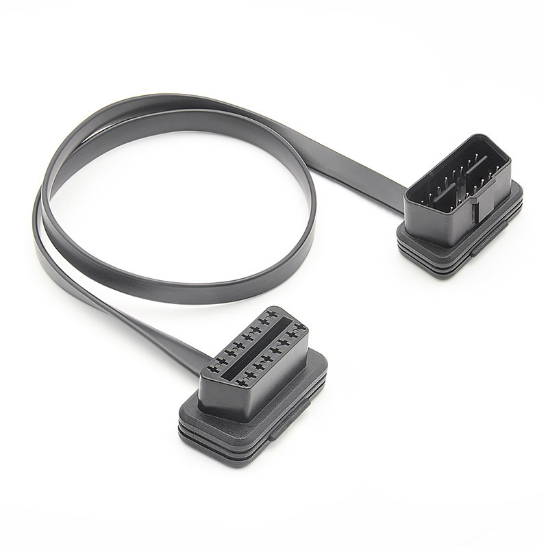 30/60/100CM Flat+Thin As Noodle 16 Pin Socket OBD OBDII OBD2 16Pin Male To Female Car Scanner Extension Cable Connector