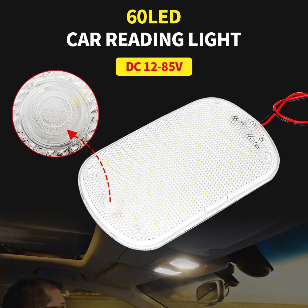 60LED 12V-85V LED Car Vehicle Interior Dome Roof Ceiling Reading Light Lamp Interior Car Roof Light