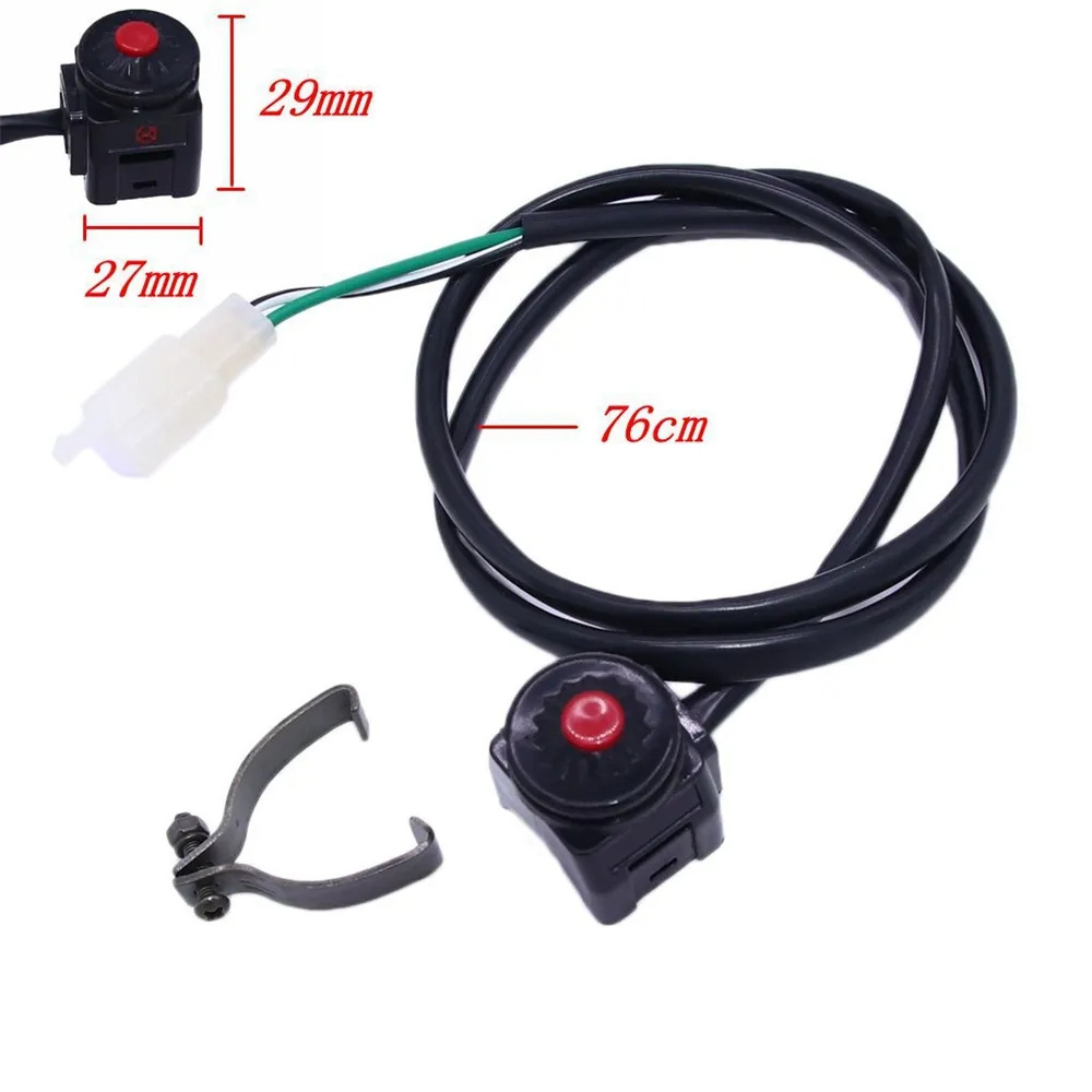 Universal Motorcycle Kill Switch Red Push Button Horn Starter Dirt Bike ATV UTV Dual Sport For 22mm Handlebar Mounted Bars