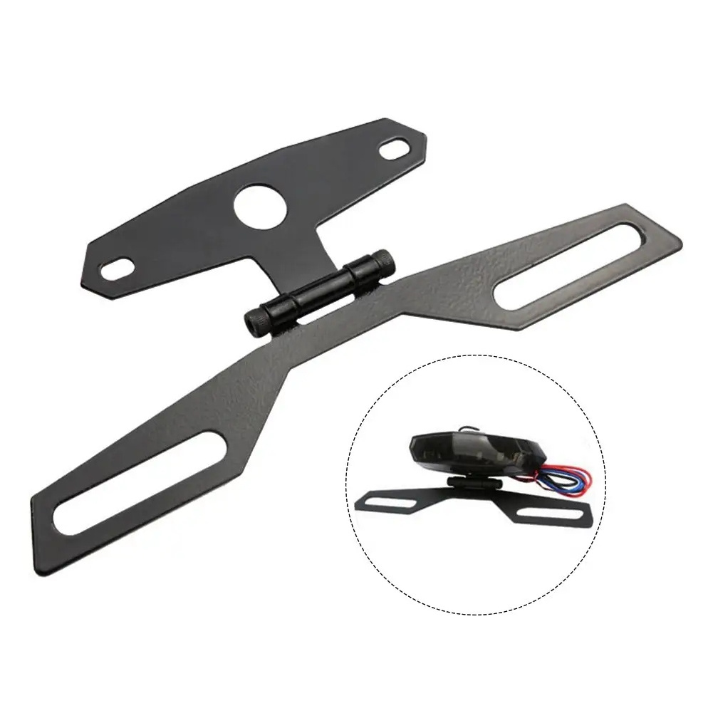 Motorcycle License Plate Bracket Taillight Fixed Folding Number Plate Frame Holder Light Mount