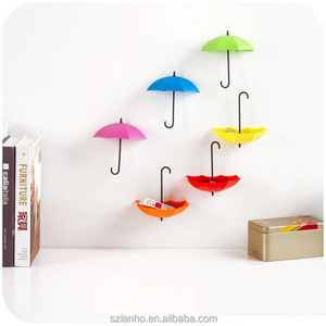 3pcs/lot Umbrella Shaped Creative Key Hanger Rack Decorative Holder Wall Hooks For Kitchen Organizer Bathroom Accessories