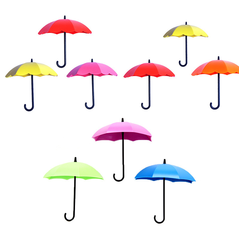 3pcs/lot Umbrella Shaped Creative Key Hanger Rack Decorative Holder Wall Hooks For Kitchen Organizer Bathroom Accessories