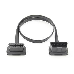 30/60/100CM Flat+Thin As Noodle 16 Pin Socket OBD OBDII OBD2 16Pin Male To Female Car Scanner Extension Cable Connector