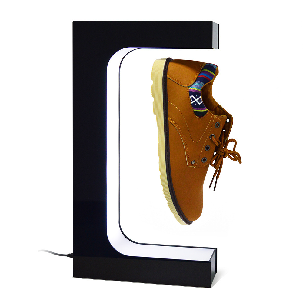 Customization sneaker color lighting rotating magnetic levitating shoe display Magnetic floating shoe display for rack stand