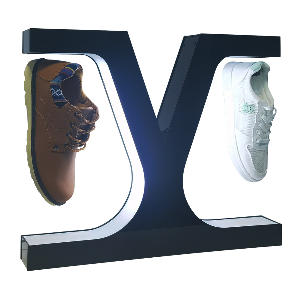 Customization sneaker color lighting rotating magnetic levitating shoe display Magnetic floating shoe display for rack stand