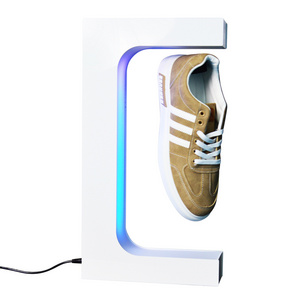 Customization sneaker color lighting rotating magnetic levitating shoe display Magnetic floating shoe display for rack stand