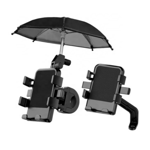 Sunshade Electric Bike handlebar bracket 360 degree rotation one key lock Bicycle phone holder with small umbrella Cycling Mount